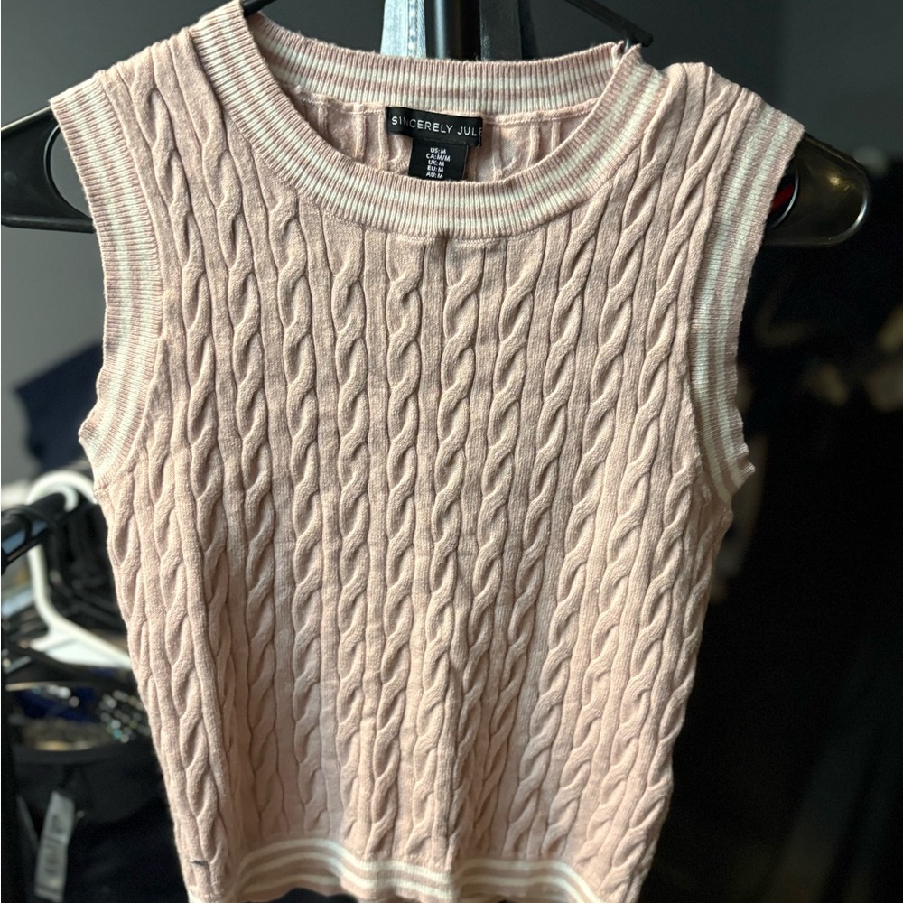 Sincerely Jules Blush Cable Knit Top